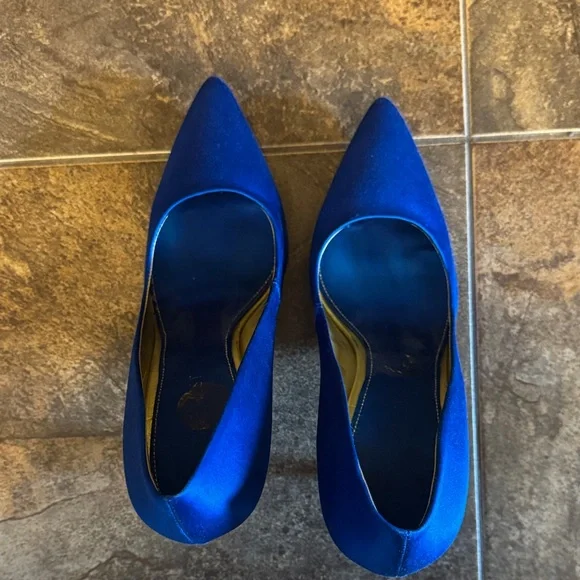 Nine West Royal Blue Satin Heels - Picture 6 of 10